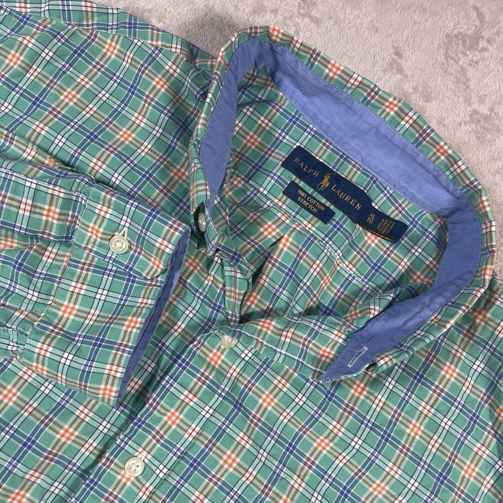 Polo Ralph Lauren Shirt Mens XL‎ Plaid Classic Fit Stretch Button Down Casual